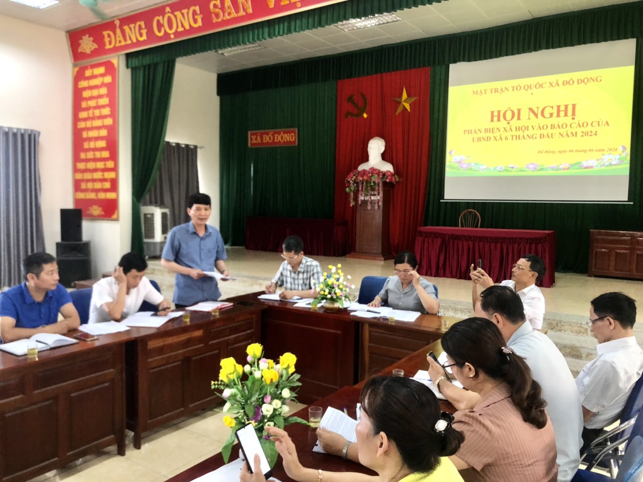 Chiều ngày 6/6/2024 mặt trận tổ quốc xã Đỗ Động tổ chức hội nghị phản biện xã hội báo cáo của UBND xã 6 tháng đầu năm 2024